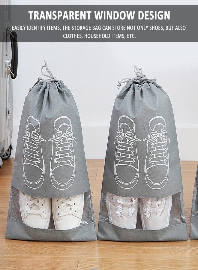 KASQUE® Transparent Window Portable Travel Dust-Proof Shoe Bags, Drawstring Dustproof, Convenient Storage, Suitable for Daily Home Storage and Travel Use (32 x 44 cm, Grey, 15) - Image 4